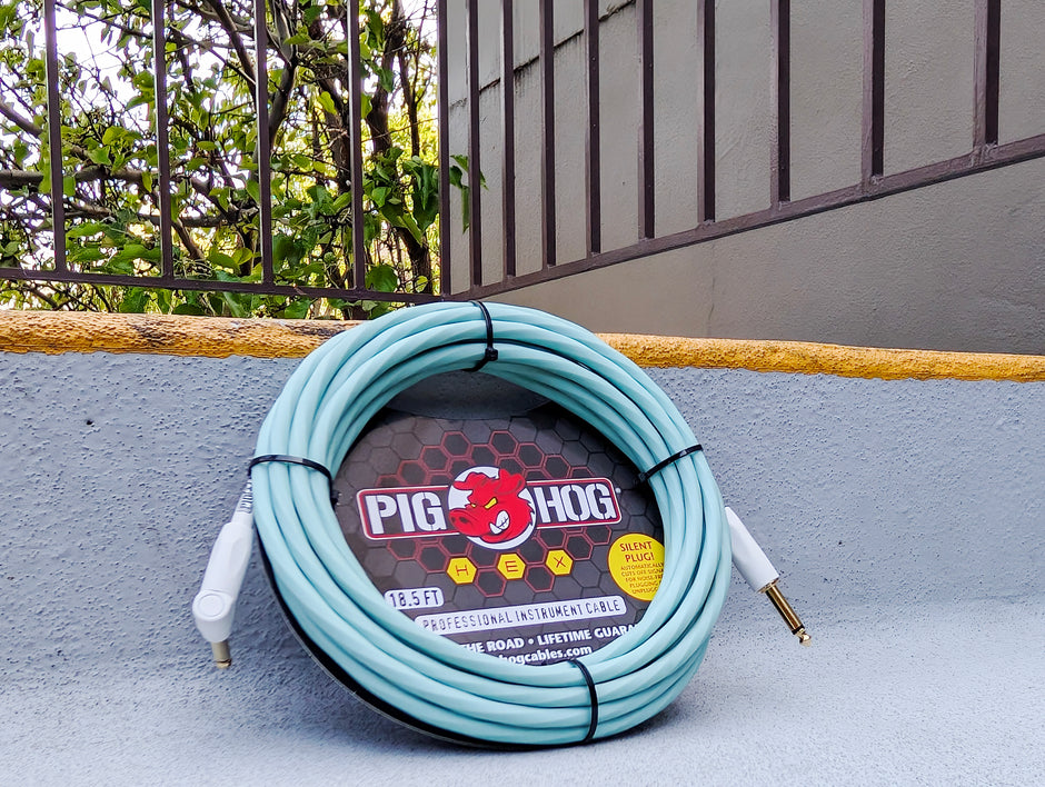 Hex Series Silent Cable 18.6 ft Seafoam Green, Right Angle