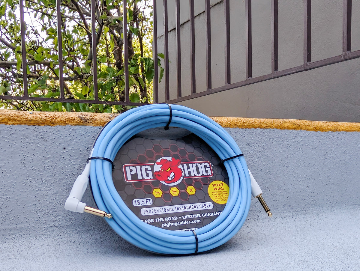 Hex Series Silent Cable 18.6 ft Daphne Blue, Right Angle