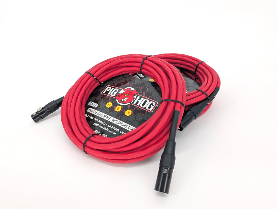 Pig Hog Hex Series Mic Cable, 30ft - Candy Apple Red
