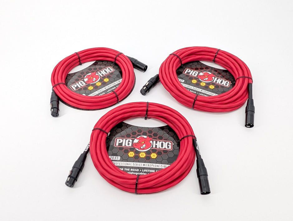 Pig Hog Hex Series Mic Cable, 30ft - Candy Apple Red