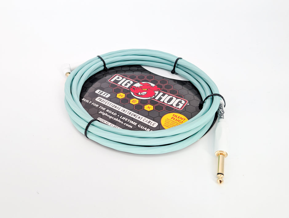 Hex Series Silent Cable 10 ft Seafoam Green, Right Angle