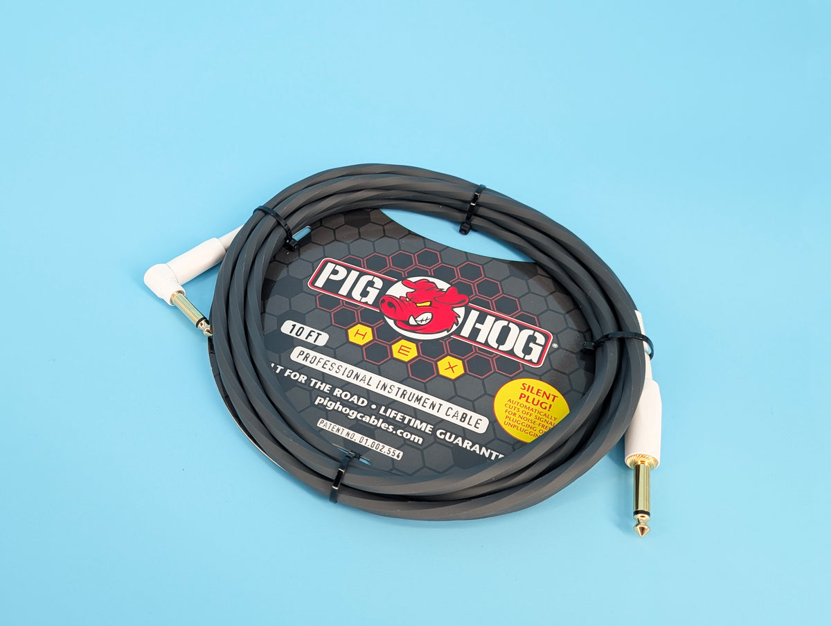 Hex Series Silent Cable 10 ft Grey, Right Angle