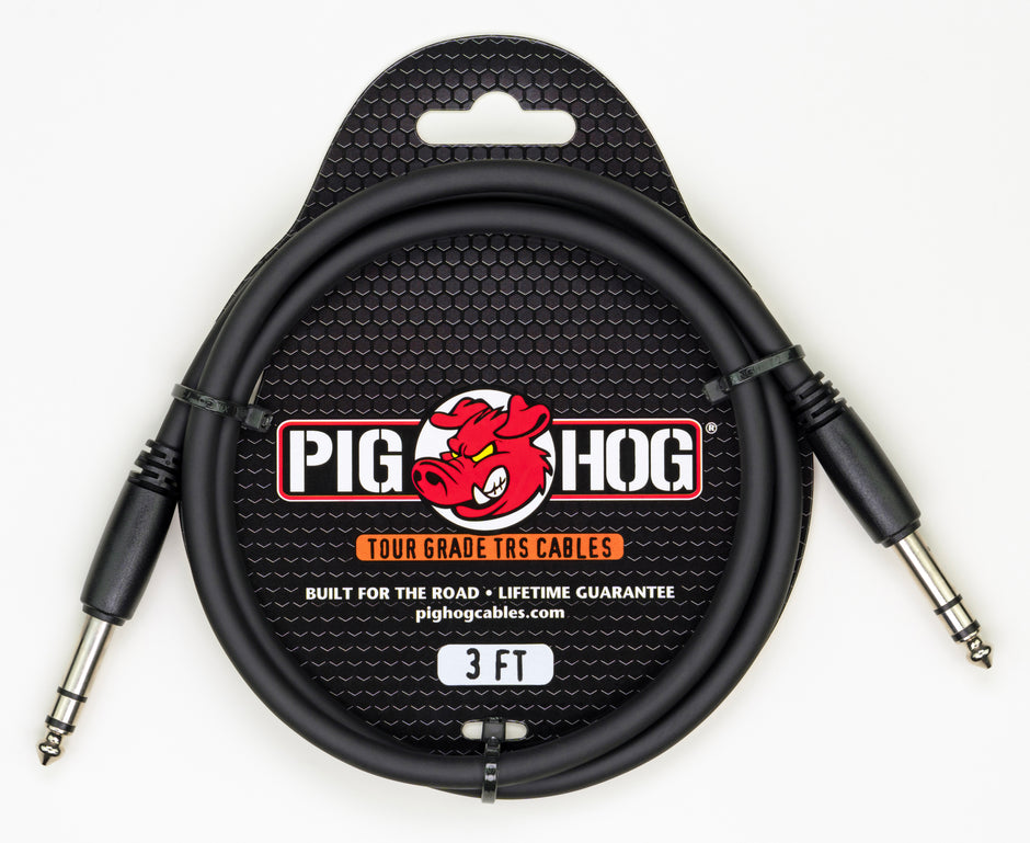 Pig Hog 3ft 1/4" TRS - 1/4" TRS Cable
