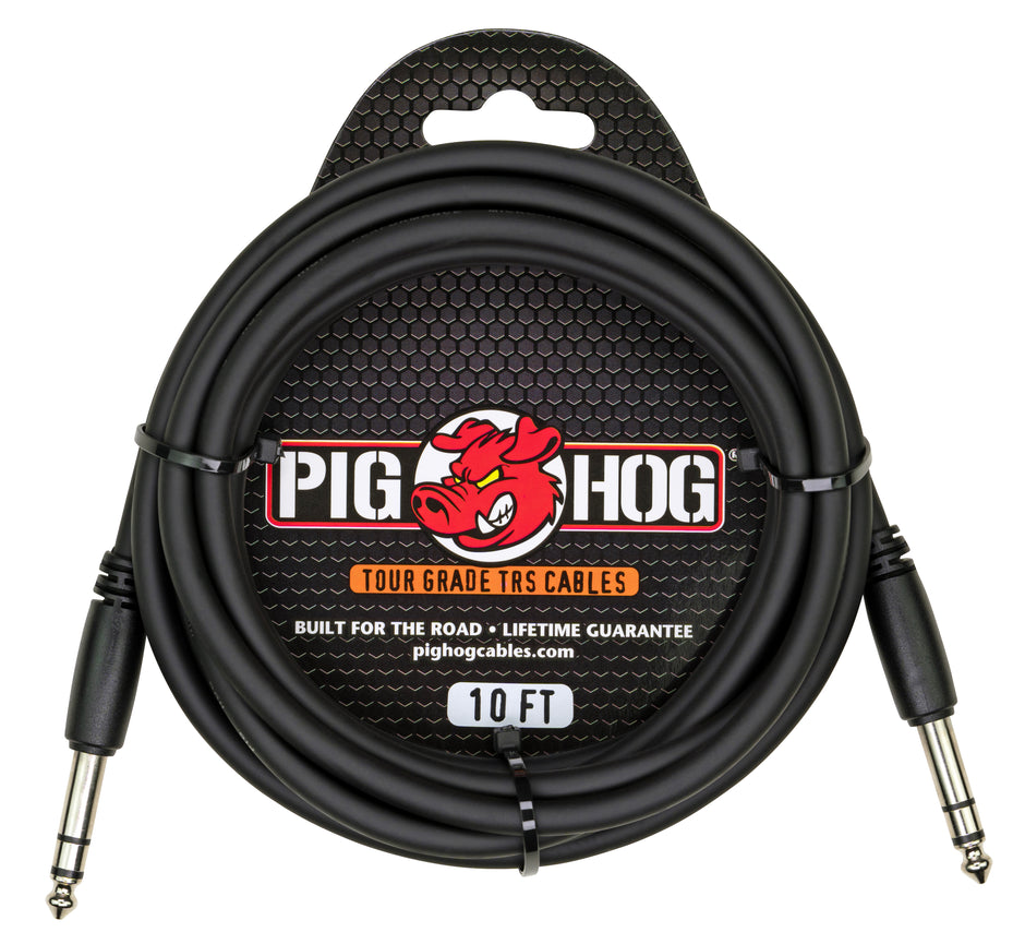 Pig Hog 10ft 1/4" TRS - 1/4" TRS Cable
