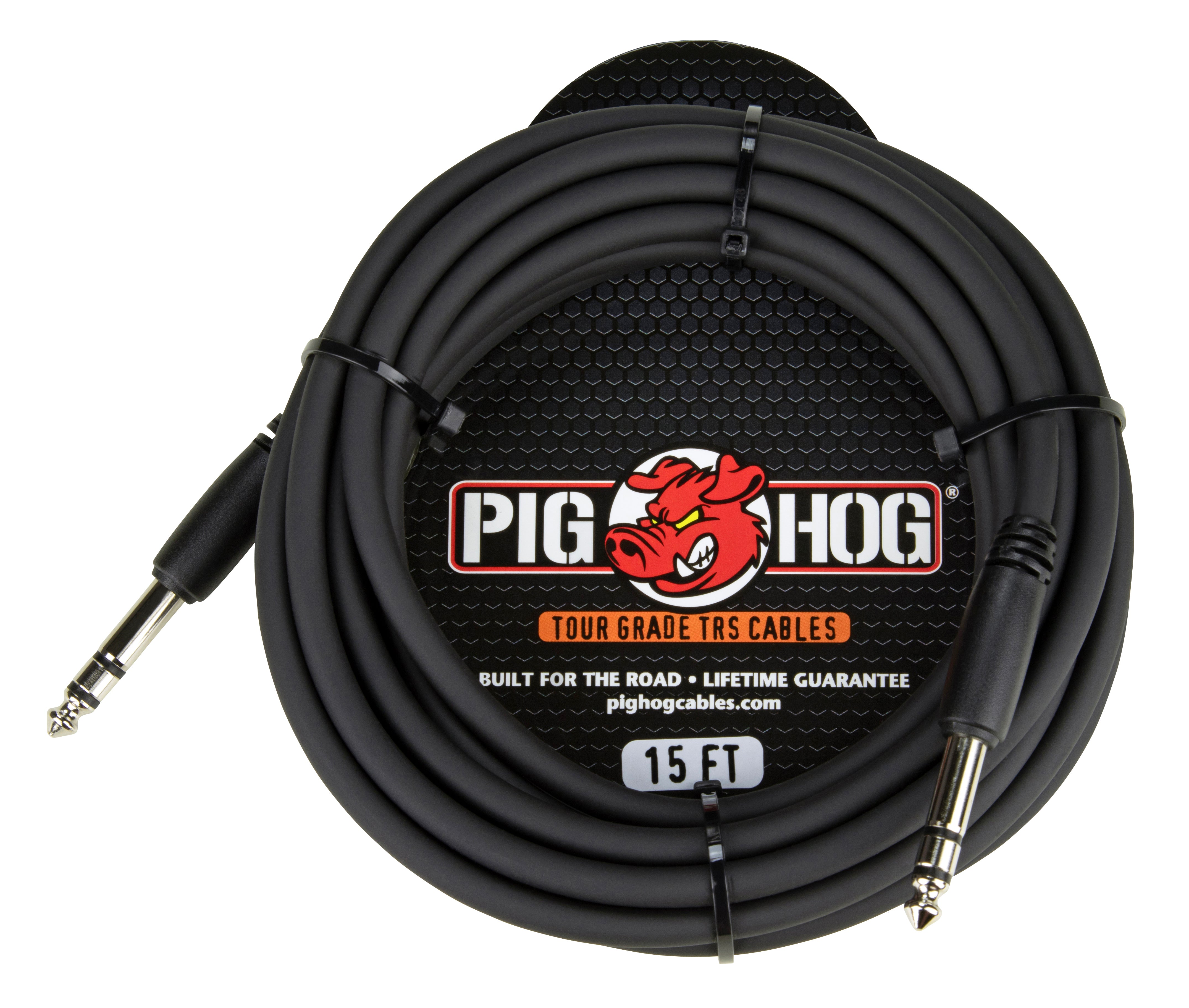 Pig Hog 15ft 1/4" TRS - 1/4" TRS Cable