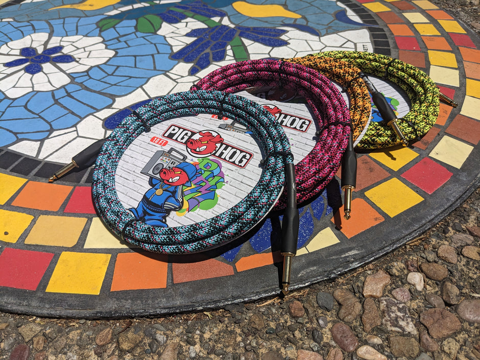 Pig Hog "Blue Graffiti" Instrument Cable, 10ft Straight