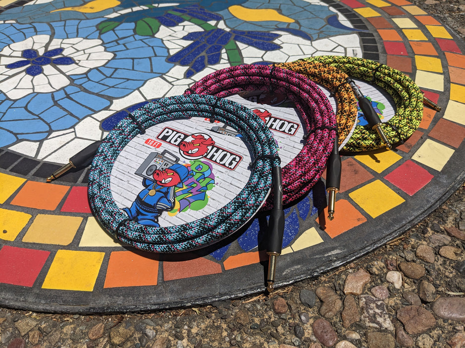 Pig Hog "Blue Graffiti" Instrument Cable, 20ft Straight