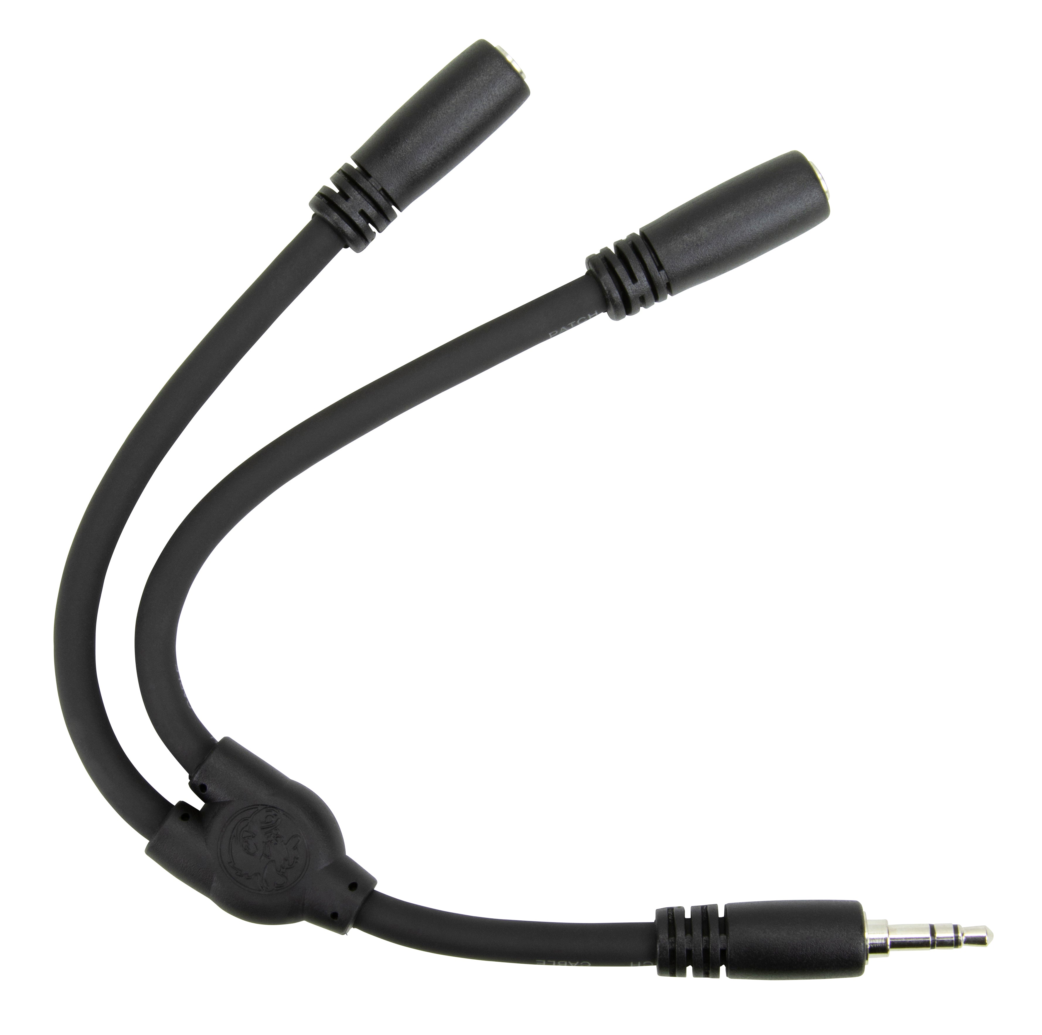 Pig Hog Solutions - 6" Y Cable, Stereo 3.5MM(M)-Dual 3.5mm (F)