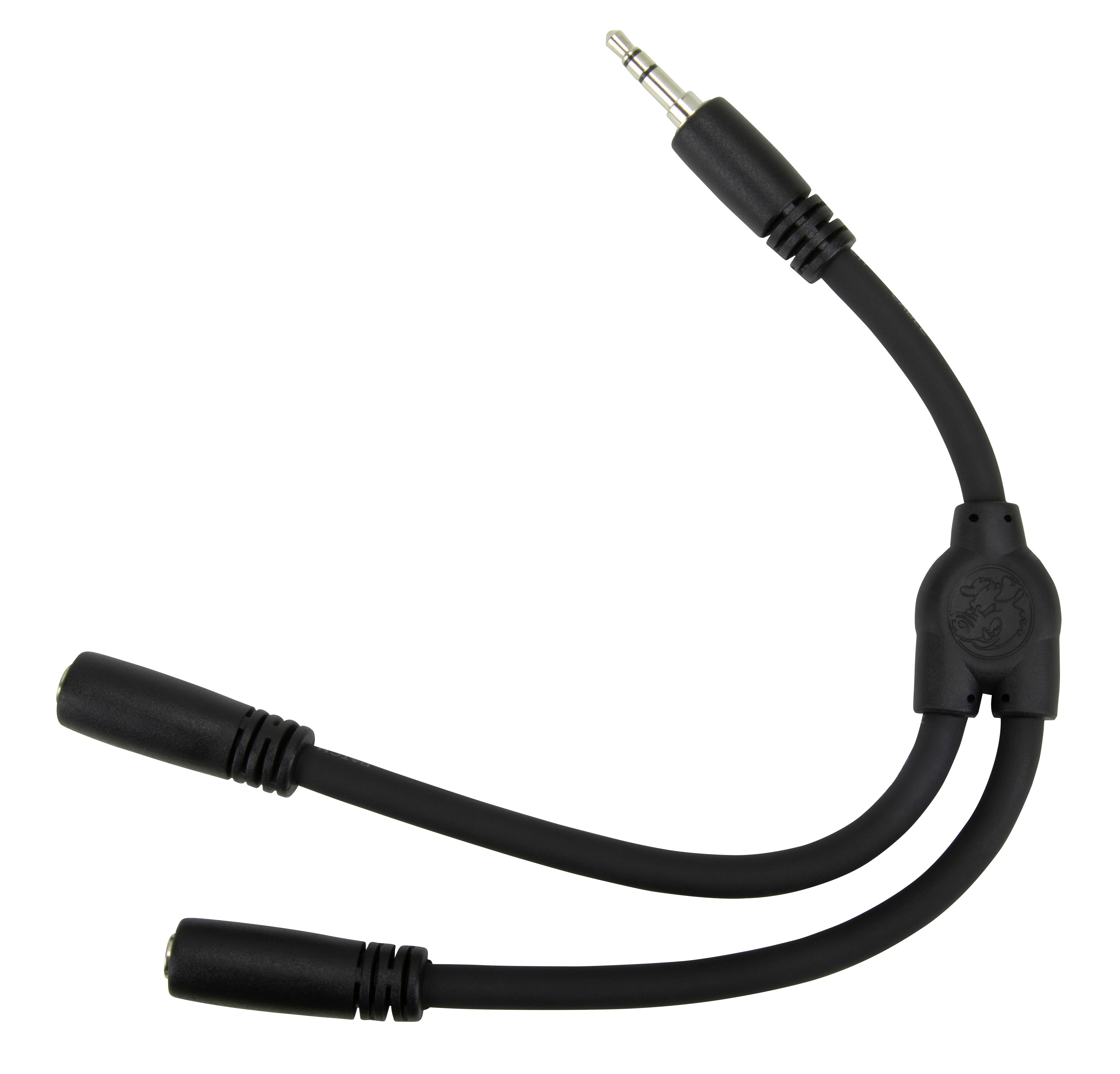 Pig Hog Solutions - 6" Y Cable, Stereo 3.5MM(M)-Dual 3.5mm (F)