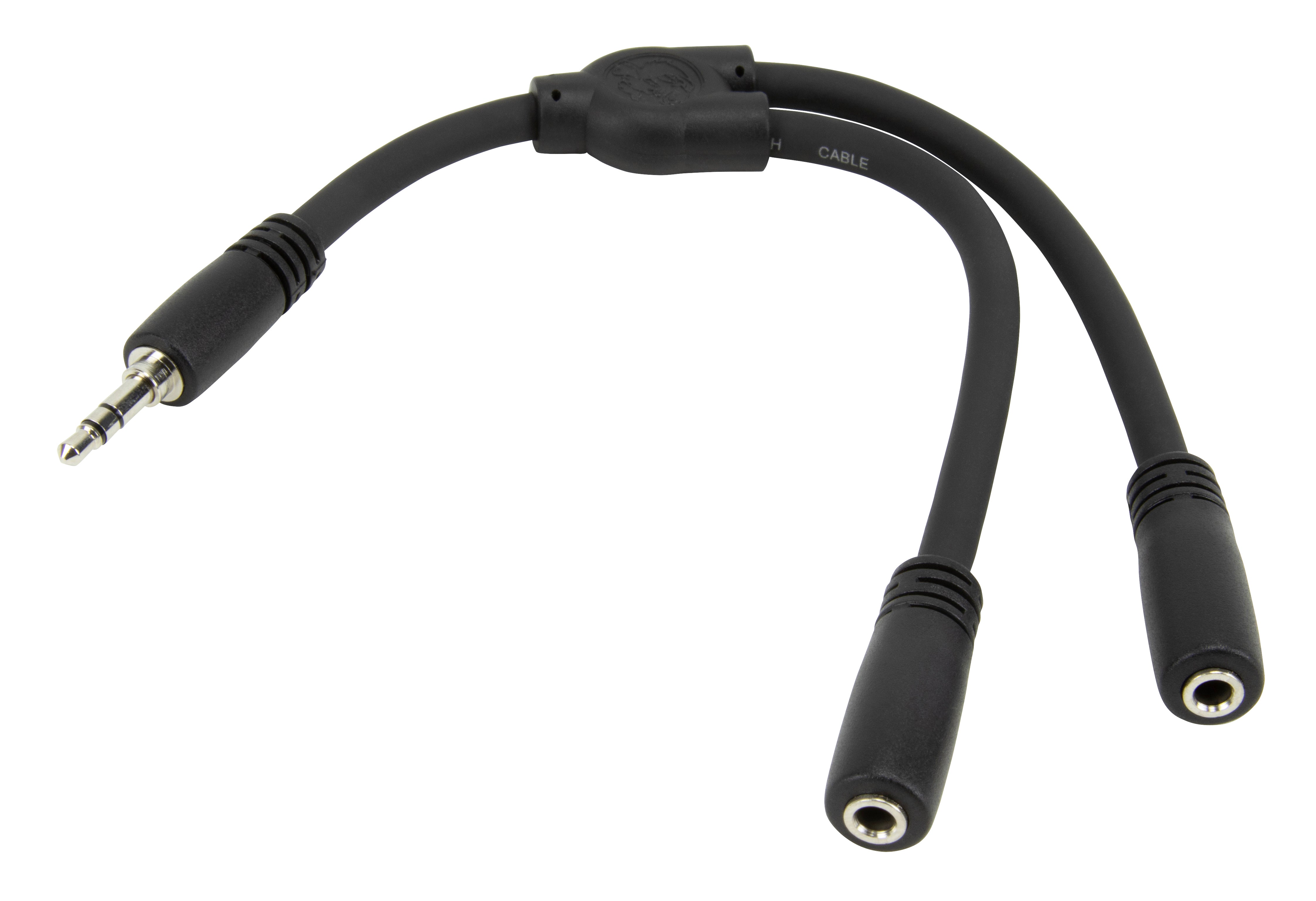 Pig Hog Solutions - 6" Y Cable, Stereo 3.5MM(M)-Dual 3.5mm (F)