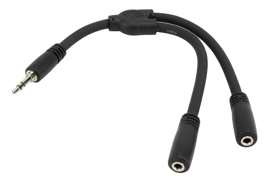 Pig Hog Solutions - 6" Y Cable, Stereo 3.5MM(M)-Dual 3.5mm (F)