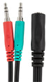 PH 6" Gaming Headset adapter, 3.5mm TRRS (F) to dual 3.5mm TRS (M)