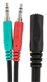 PH 6" Gaming Headset adapter, 3.5mm TRRS (F) to dual 3.5mm TRS (M)