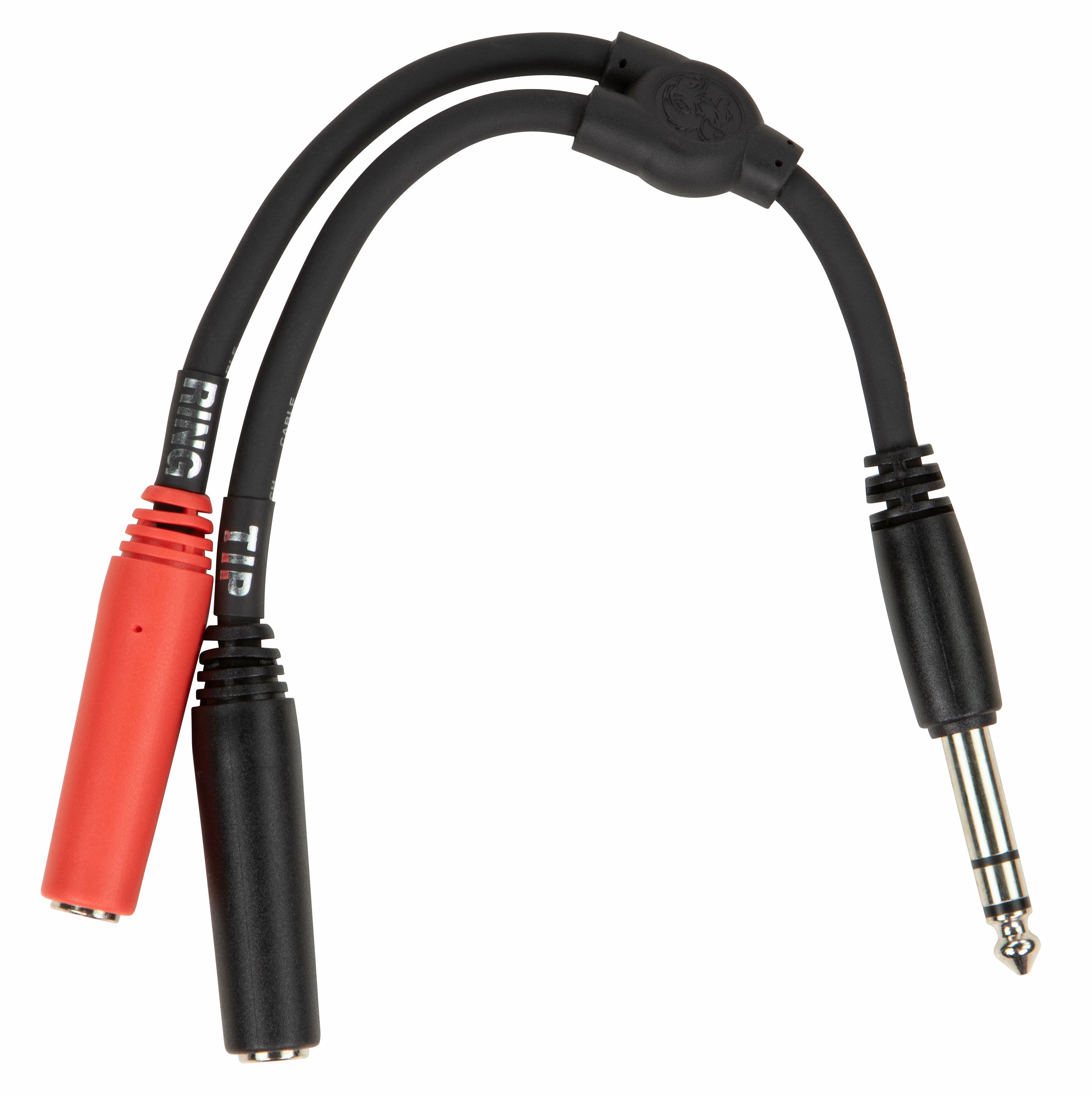 Pig Hog Solutions - 6" Y Cable, Stereo 1/4"(M)-Dual Mono 1/4"(F)