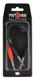 Pig Hog Solutions - 6" Y Cable, Stereo 1/4"(M)-Dual Mono 1/4"(M)