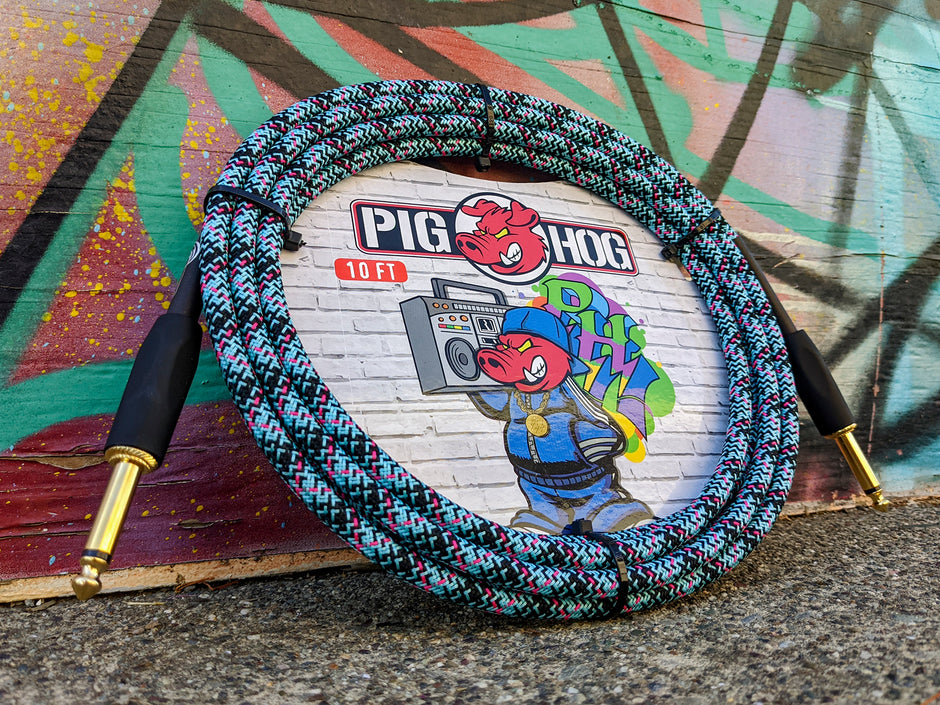 Pig Hog "Blue Graffiti" Instrument Cable, 20ft Straight