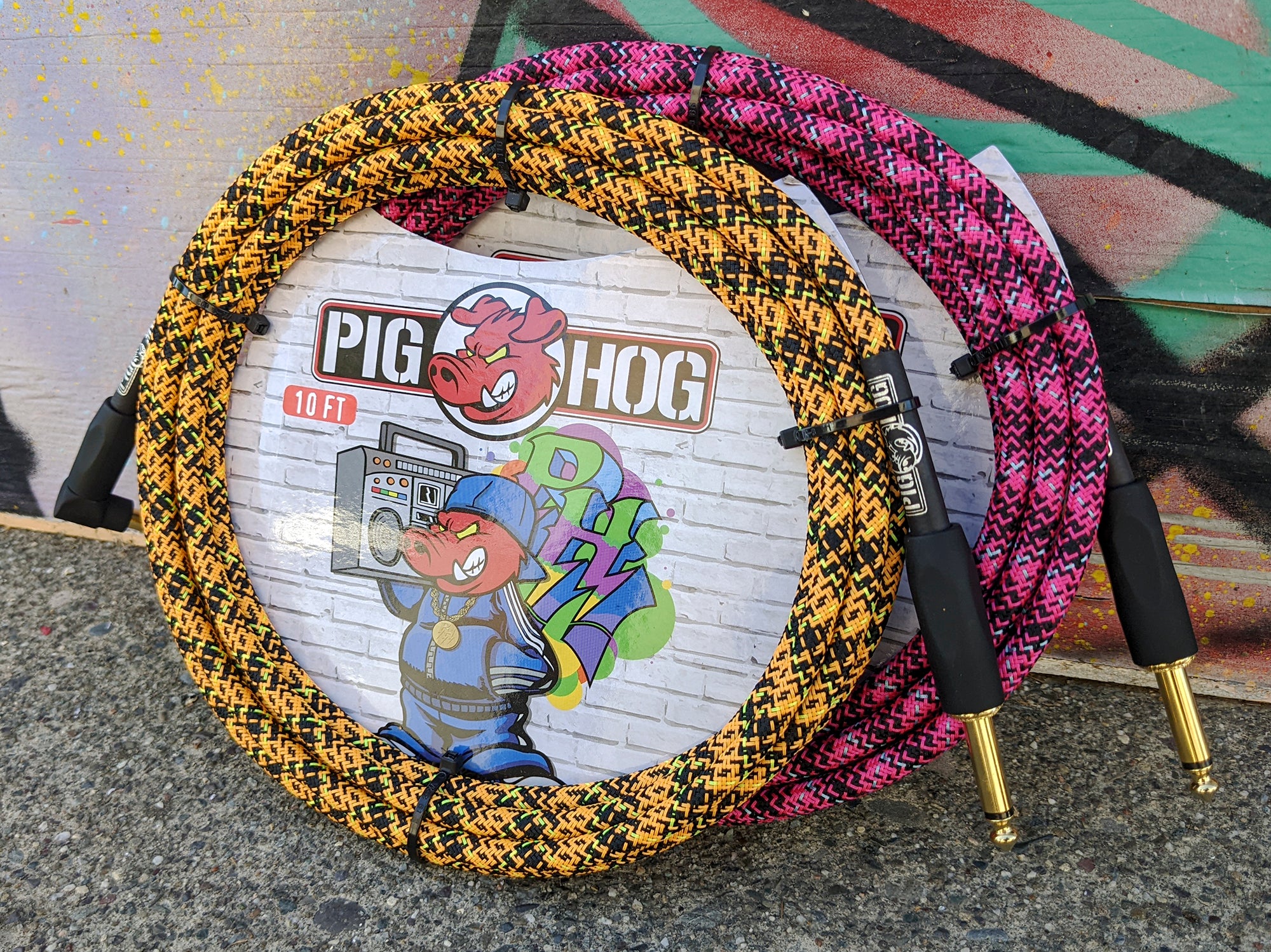 Pig Hog "Orange Graffiti" Instrument Cable, 20ft Right Angle