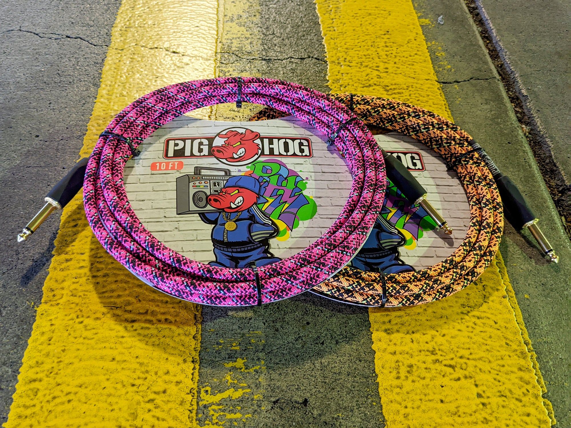 Pig Hog "Orange Graffiti" Instrument Cable, 10ft Straight