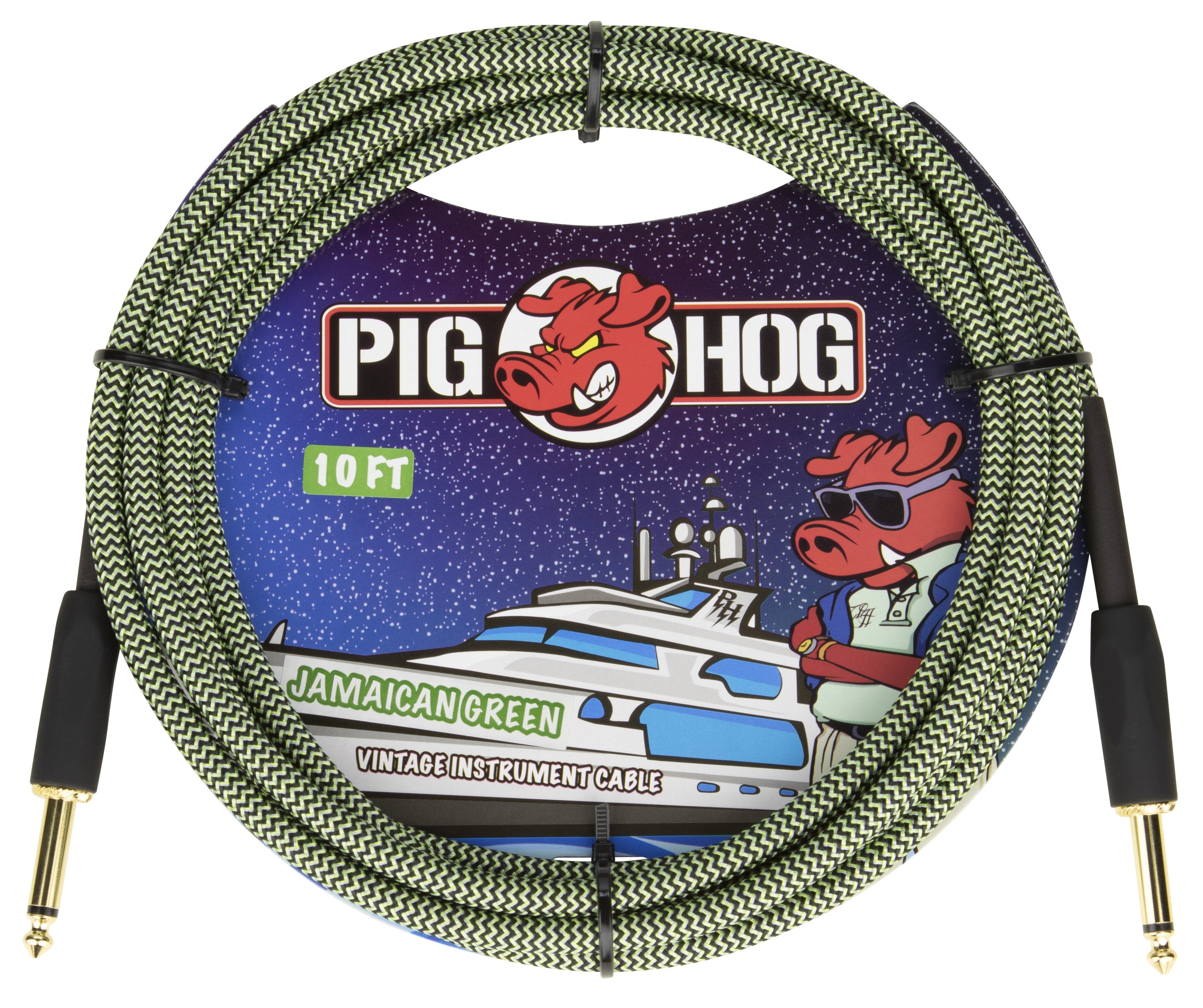 Pig Hog "Jamaican Green" Instrument Cable, 10ft