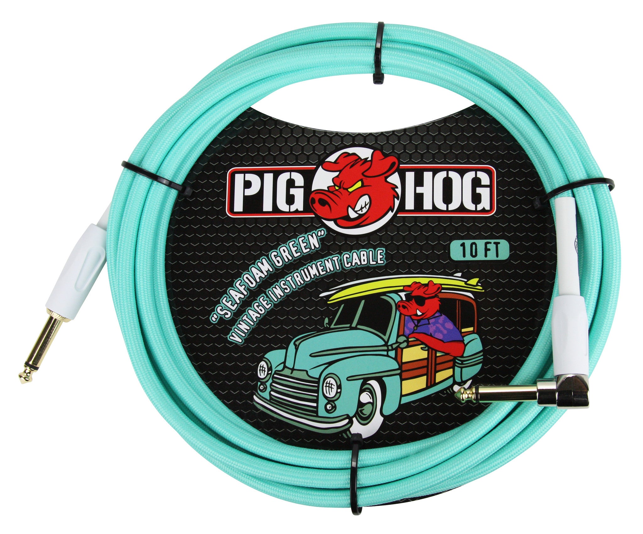 Pig Hog "Seafoam Green" Instrument Cable, 20ft Right Angle