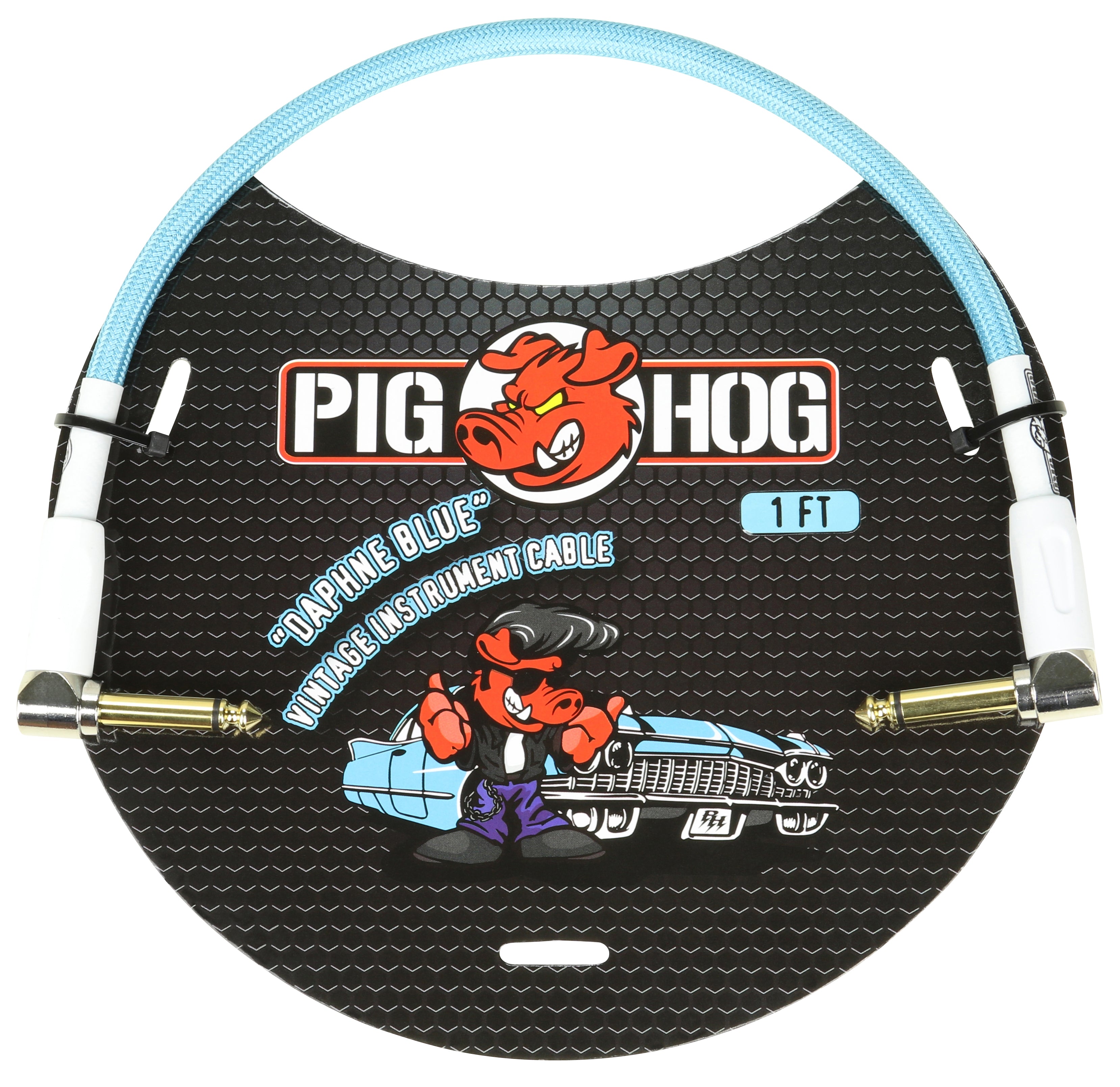 Pig Hog "Daphne Blue" 1ft Right Angled Patch Cable