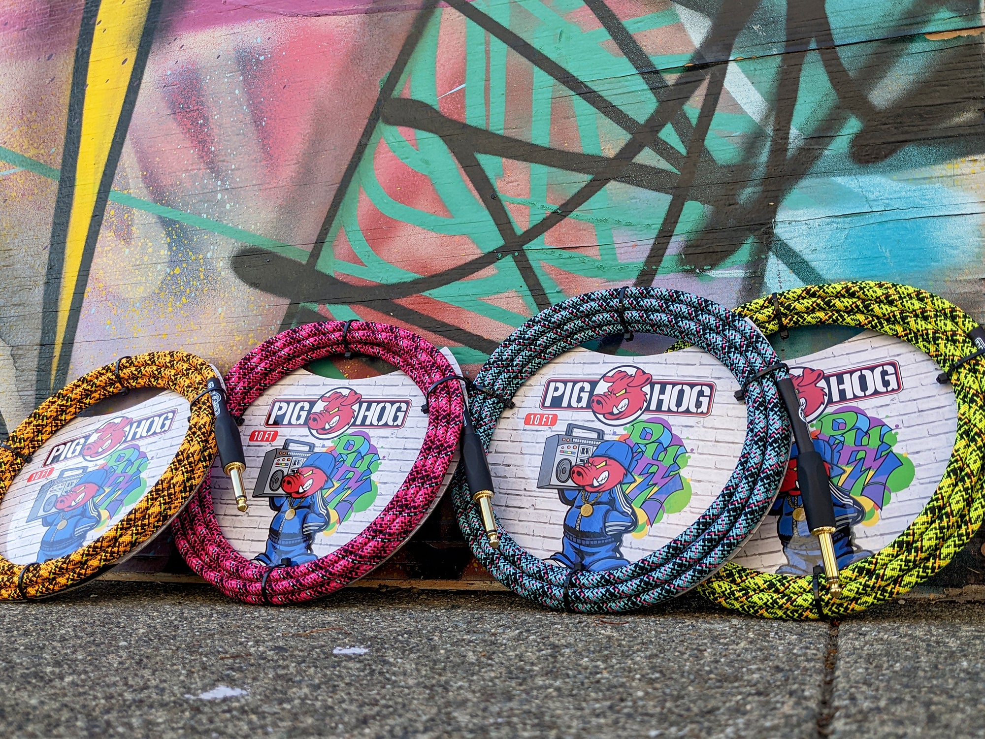 Pig Hog "Pink Graffiti" Instrument Cable, 10ft Straight