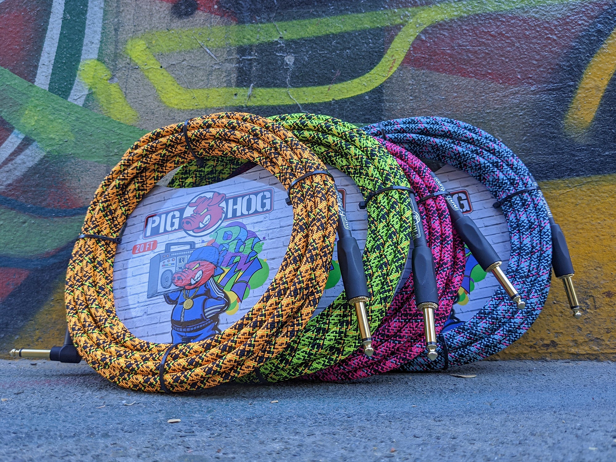 Pig Hog "Yellow Graffiti" Instrument Cable, 20ft Straight