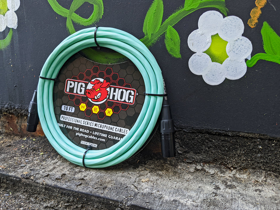 Pig Hog Hex Series Mic Cable, 10ft - Seafoam Green