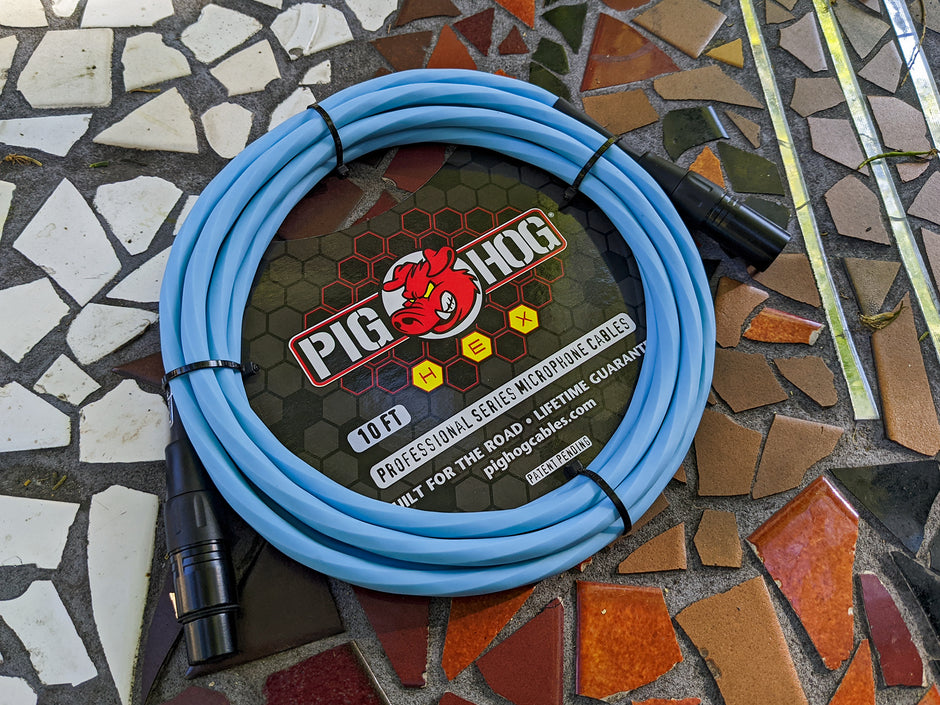 Pig Hog Hex Series Mic Cable, 10ft - Daphne Blue