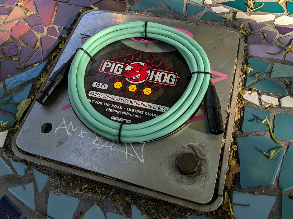 Pig Hog Hex Series Mic Cable, 10ft - Seafoam Green