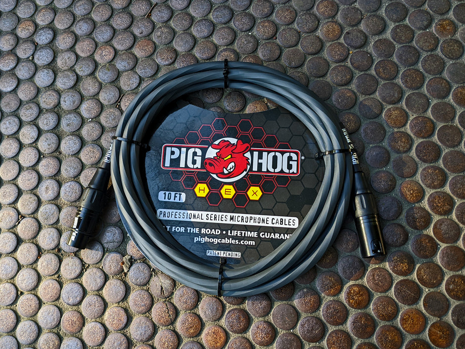Pig Hog Hex Series Mic Cable, 10ft - Grey