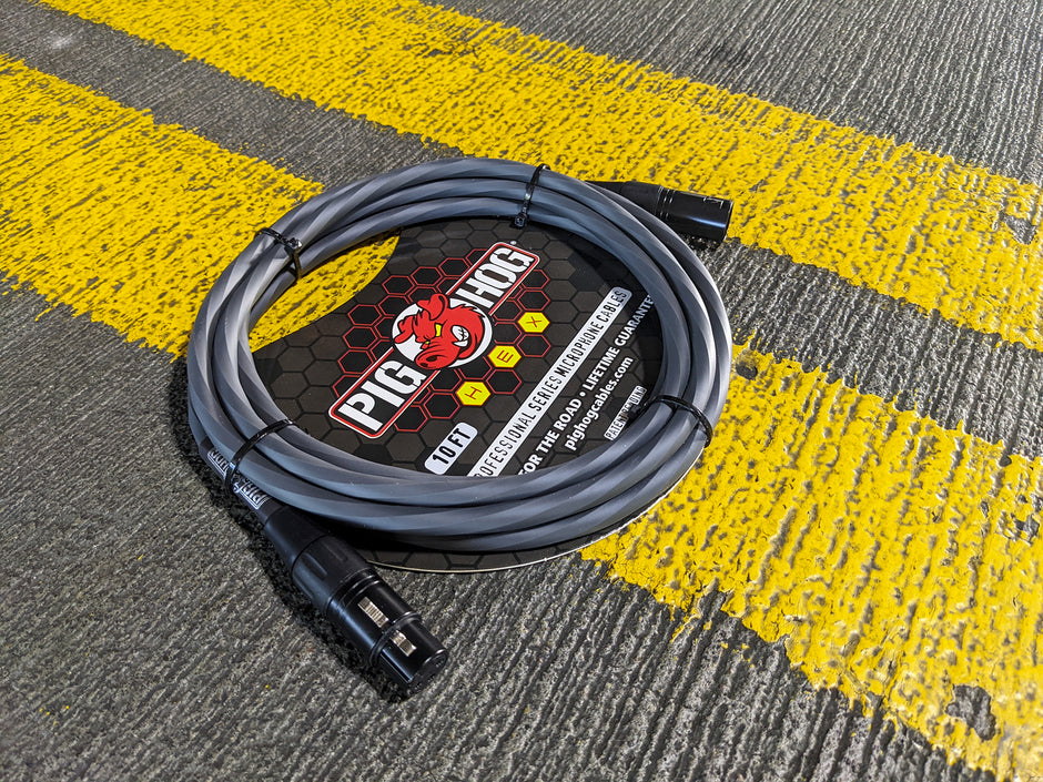 Pig Hog Hex Series Mic Cable, 10ft - Grey