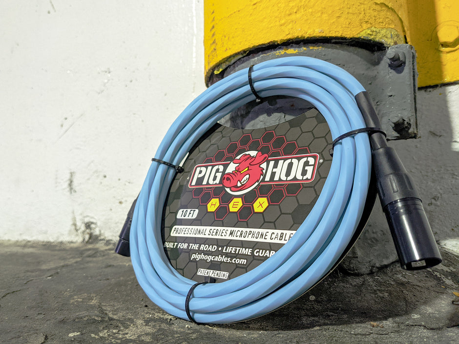 Pig Hog Hex Series Mic Cable, 10ft - Daphne Blue