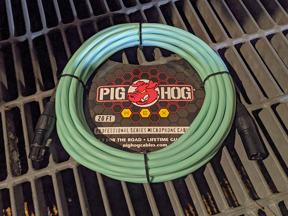 Pig Hog Hex Series Mic Cable, 20ft - Seafoam Green