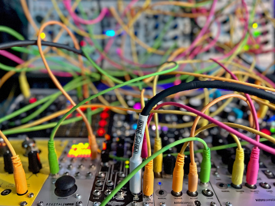 4 pk 12" mono patch cables (Neon orange, neon green, neon yellow, neon pink)