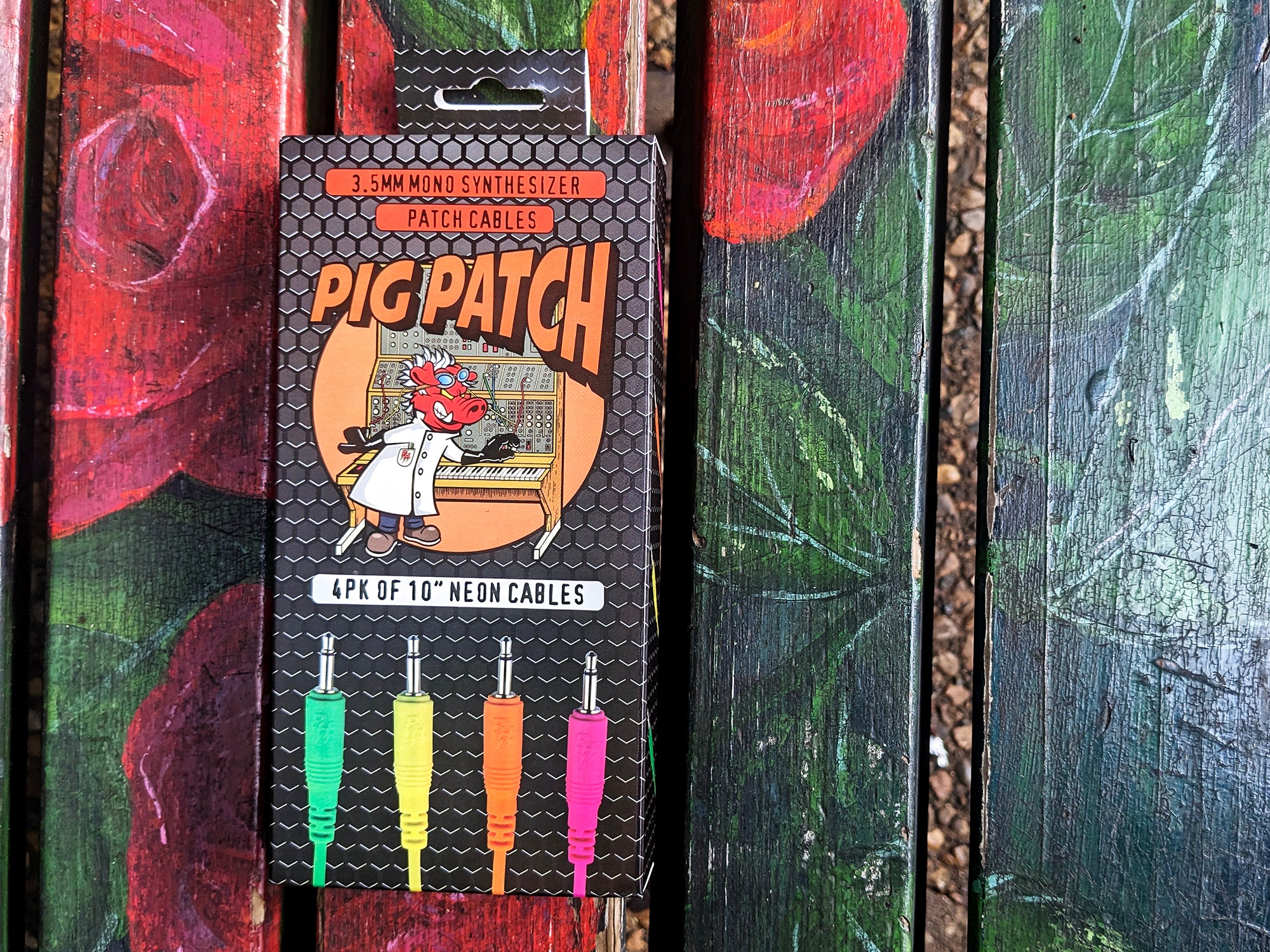 4 pk 12" mono patch cables (Neon orange, neon green, neon yellow, neon pink)