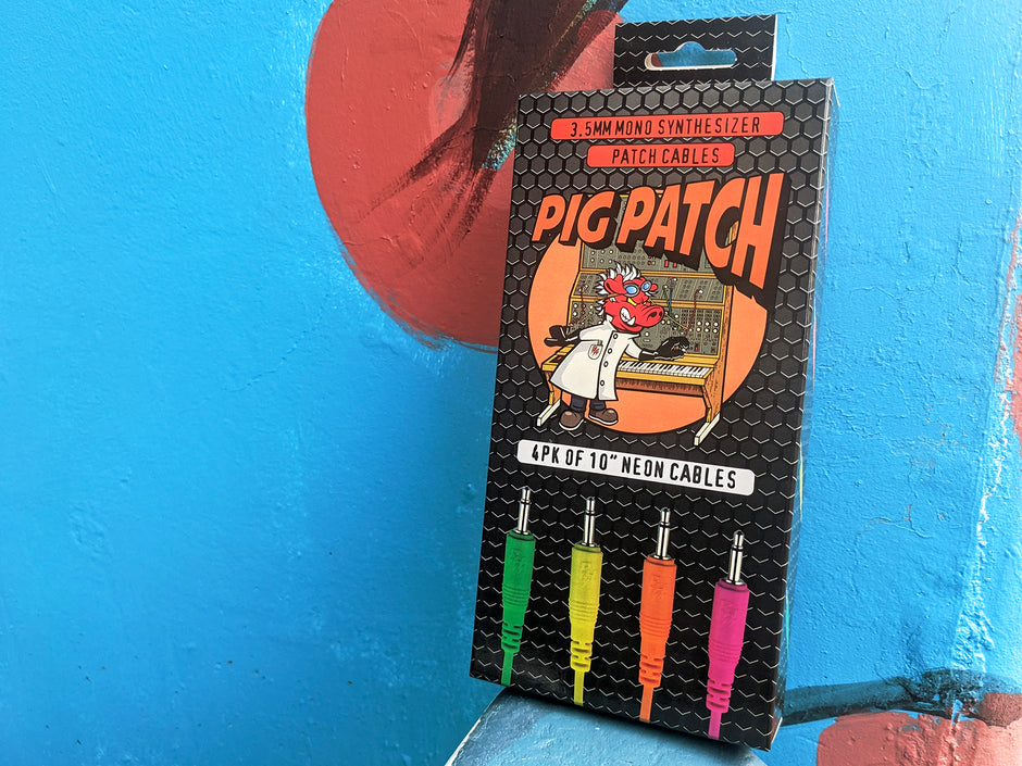 4 pk 10" mono patch cables (Neon orange, neon green, neon yellow, neon pink)