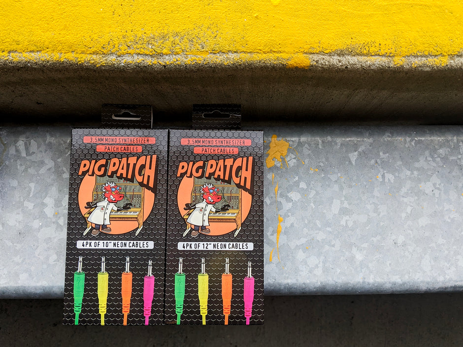 4 pk 10" mono patch cables (Neon orange, neon green, neon yellow, neon pink)