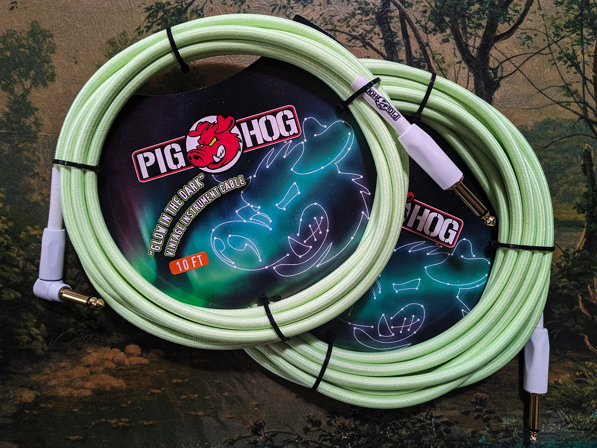 Pig Hog Glow In The Dark Instrument Cable, Right Angle 10ft