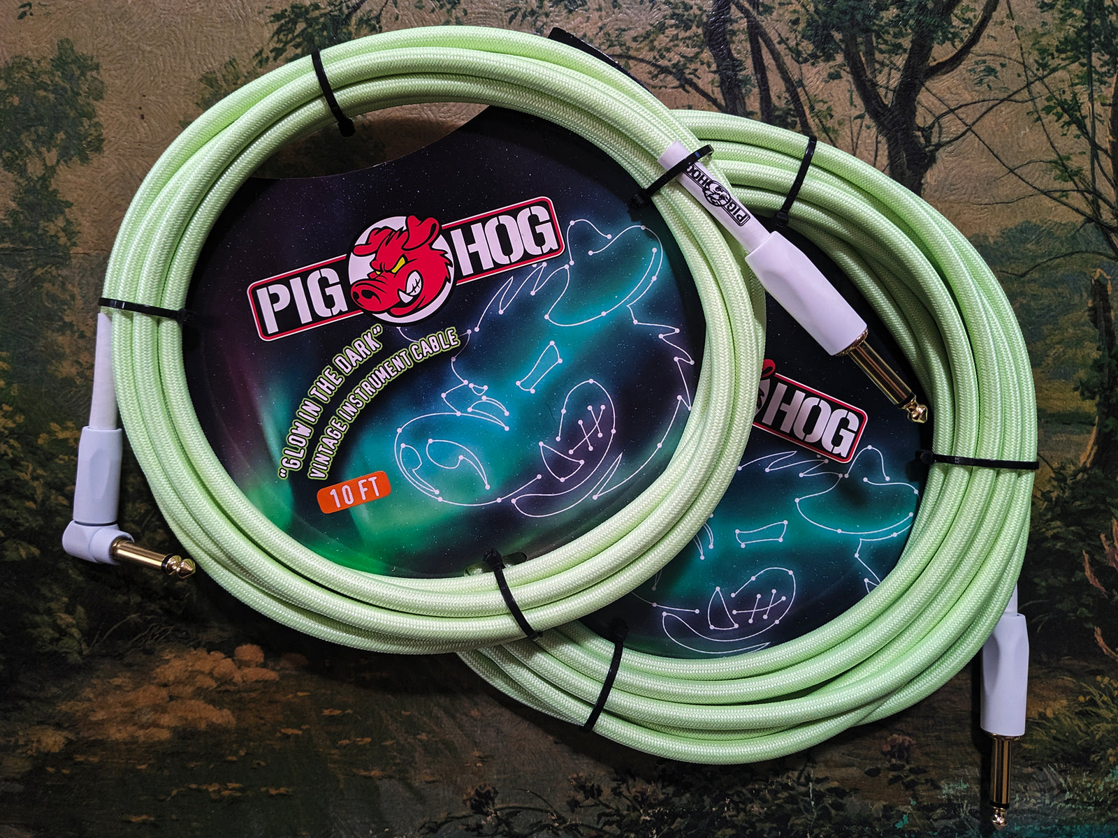Pig Hog Glow In The Dark Instrument Cable, Right Angle 10ft