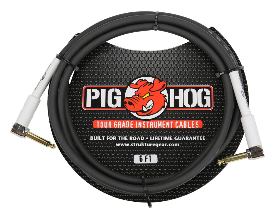 Pig Hog 6ft 1/4" Right angle - 1/4" Right  angle  8mm Inst. Cable