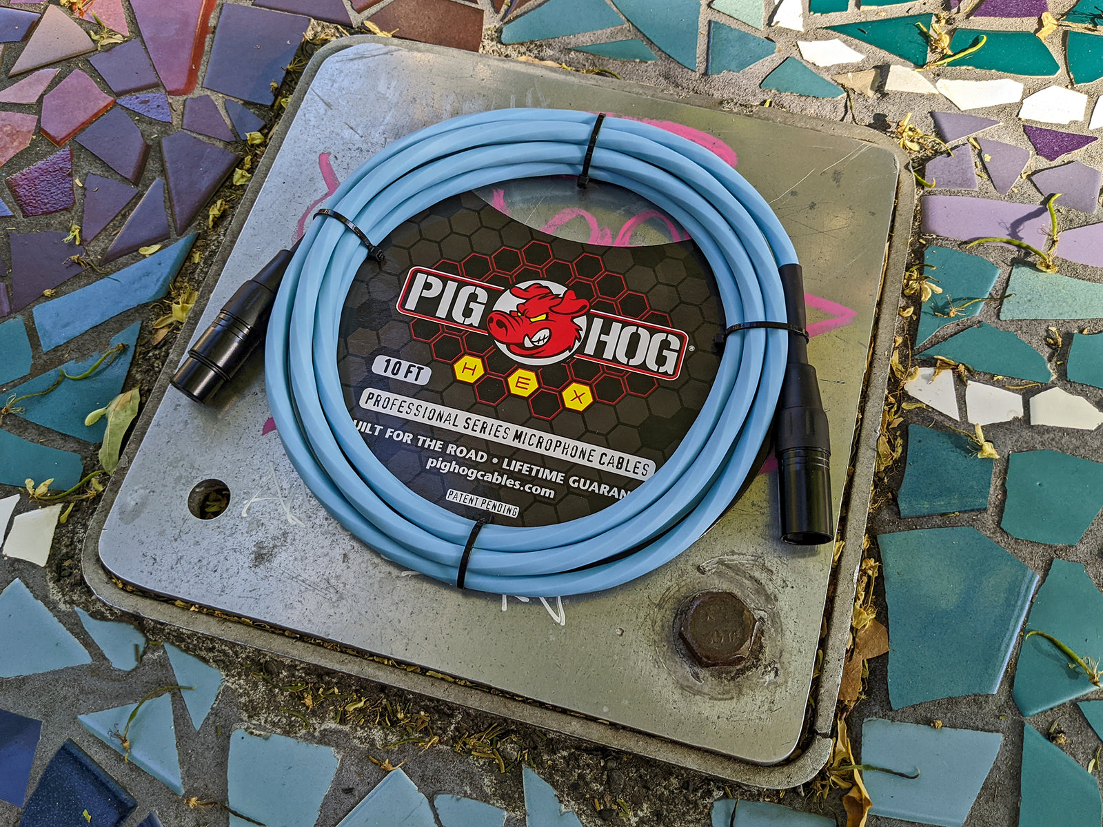 Pig Hog Hex Series Mic Cable, 15ft - Daphne Blue