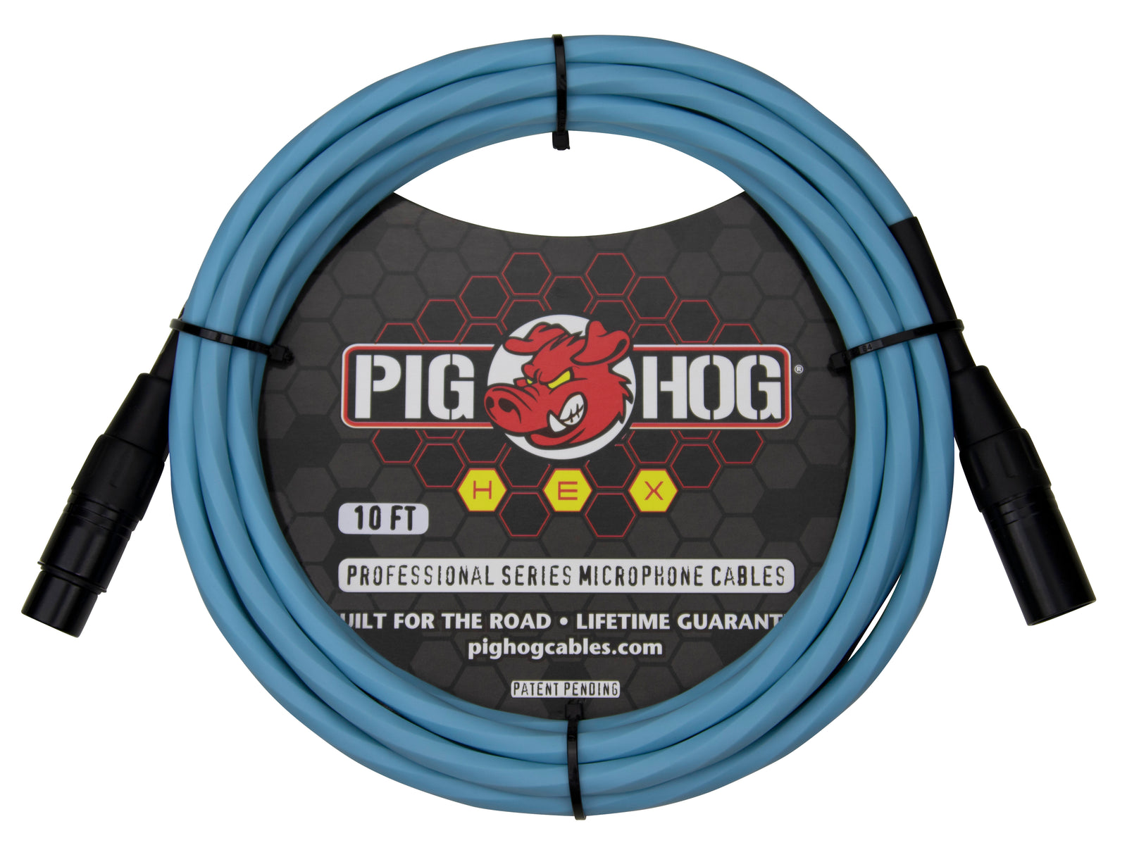 Pig Hog Hex Series Mic Cable, 10ft - Daphne Blue