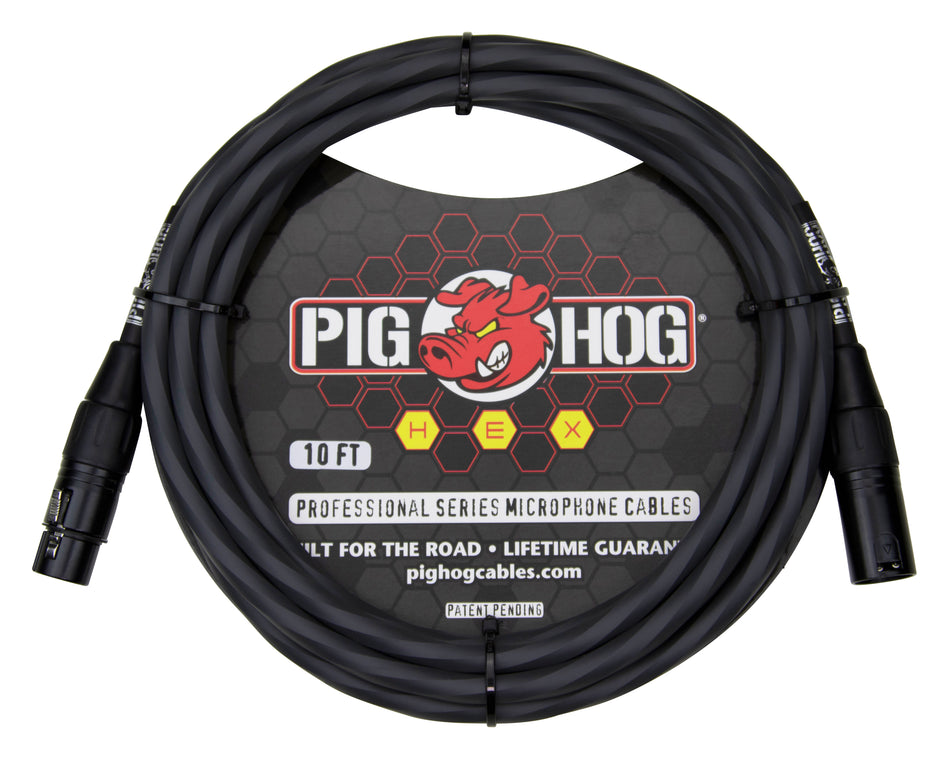 Pig Hog Hex Series Mic Cable, 10ft - Grey