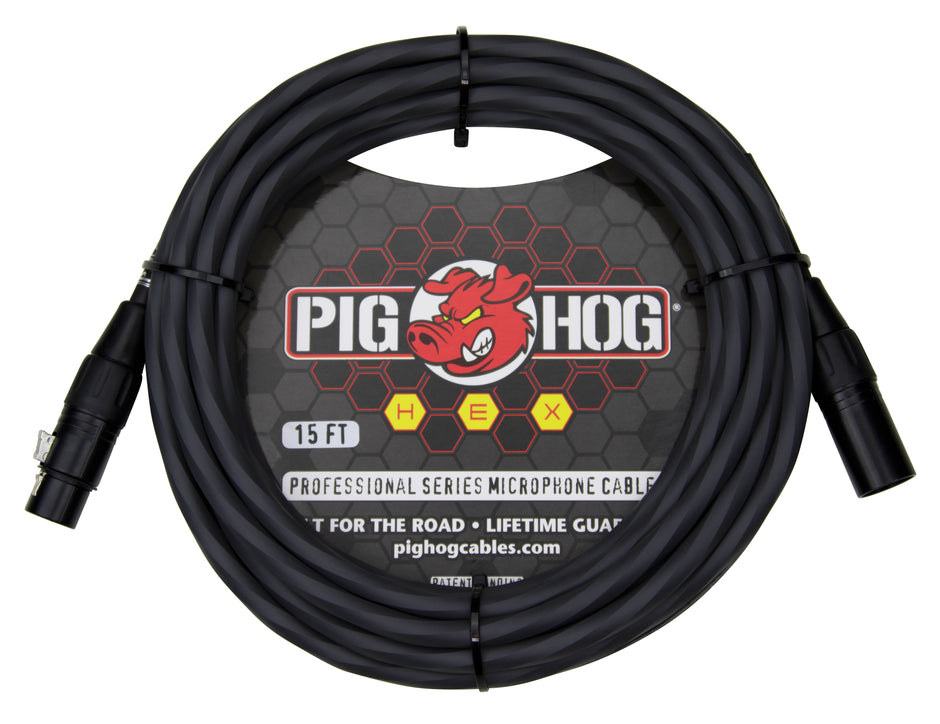 Pig Hog Hex Series Mic Cable, 15ft - Grey