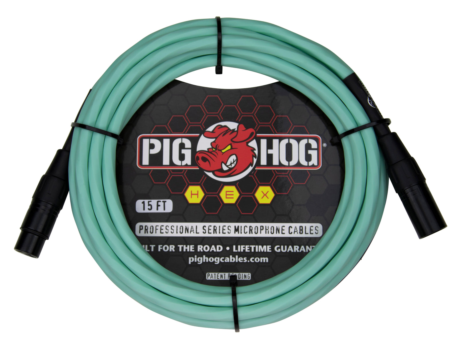 Pig Hog Hex Series Mic Cable, 15ft - Seafoam Green