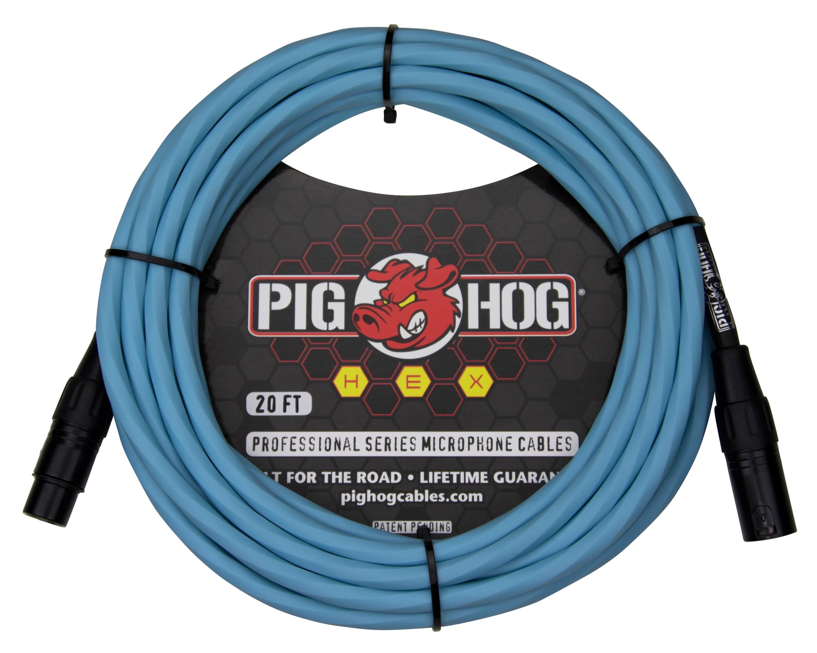 Pig Hog Hex Series Mic Cable, 20ft - Daphne Blue