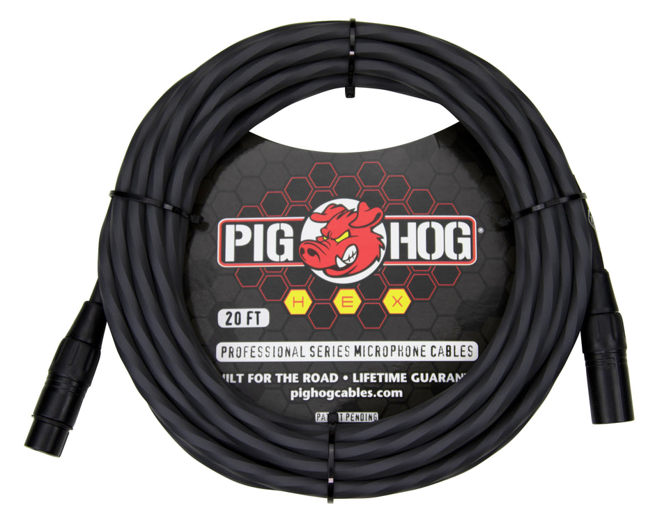 Pig Hog Hex Series Mic Cable, 20ft - Grey