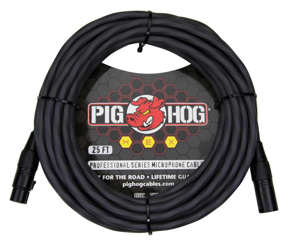 Pig Hog Hex Series Mic Cable, 25ft - Grey