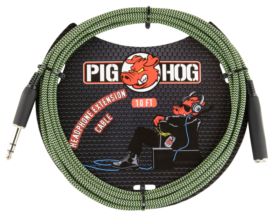 Pig Hog Solutions - 10ft Headphone Extension Cable, 1/4", Jamaican Green